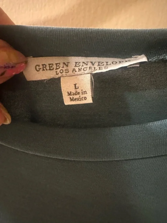 Green Envelope Teal Twist-Knot Short Sleeve Top - Picture 3 of 3